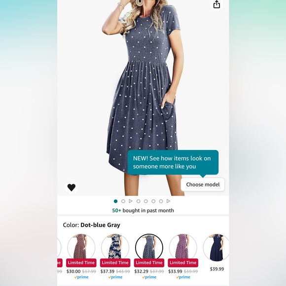 Blue and White Polka Dot Summer Dress with Pockets - Picture 4 of 4